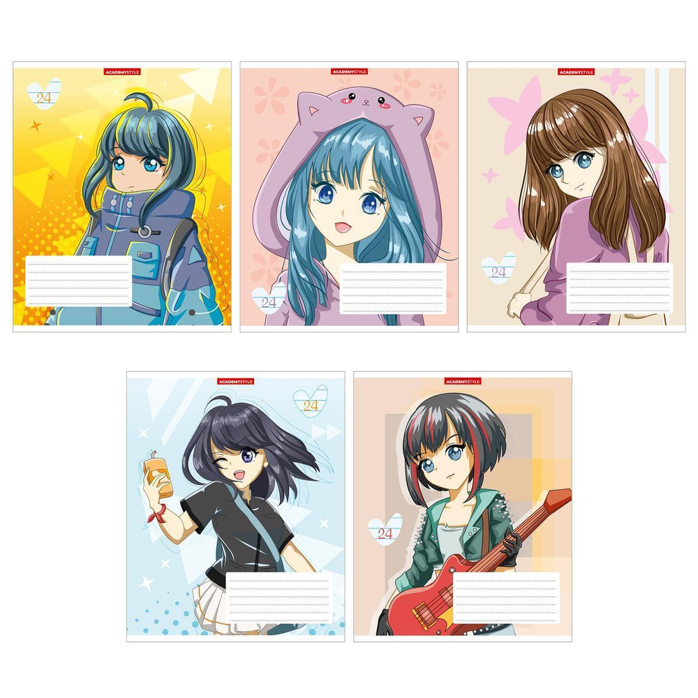 Тетрадь А5 24л лин. "Аниме" в ассорт. (Академия Групп)