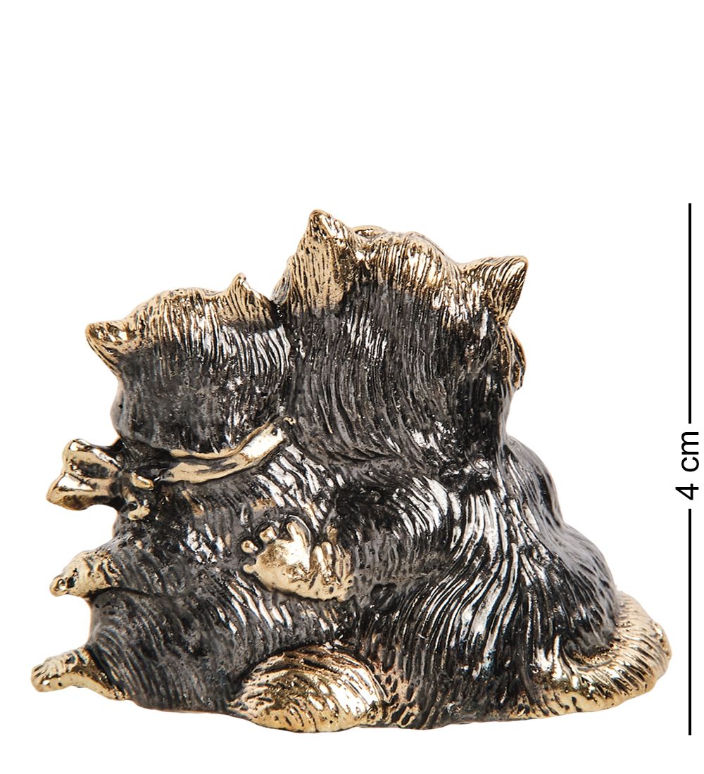 Народные промыслы AM-1075 Фигурка «Кошки Вместе навсегд» (латунь, янтарь)