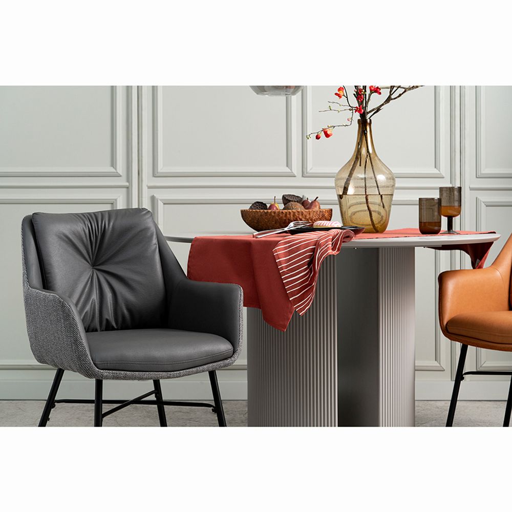 Стул Allar, экокожа, рогожка, серый