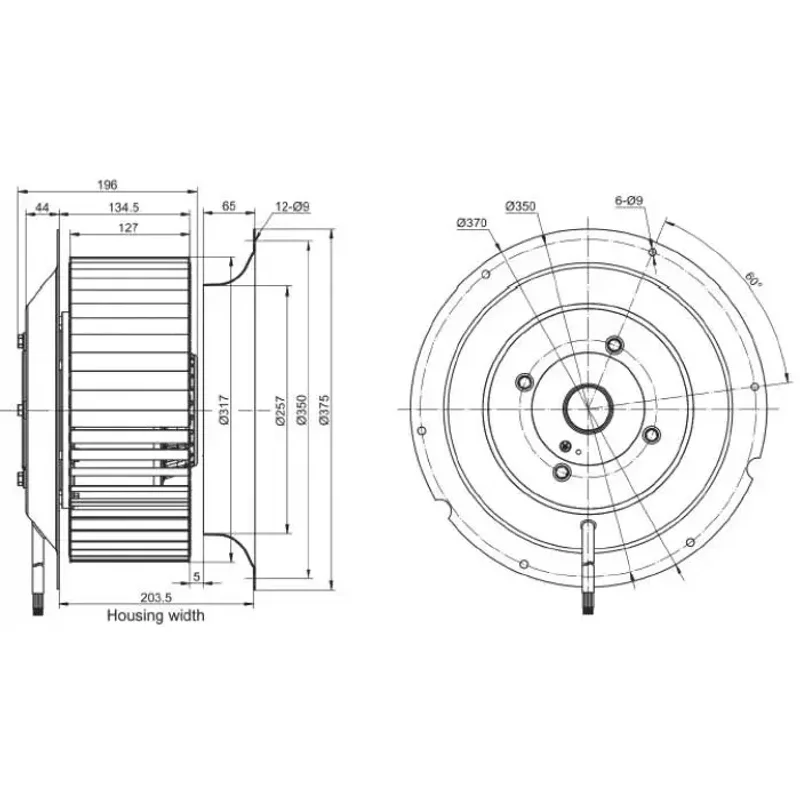 Мотор-колесо RE315F-4D-AC0 для прямоугольного вентилятора