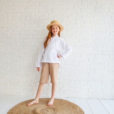 Рубашка муслиновая с капюшоном "Молоко" 7+