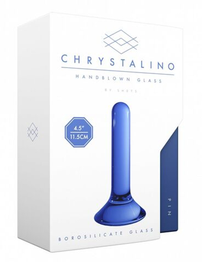 Синяя стеклянная анальная пробка Pin - 11,5 см. (Цвет: синий)