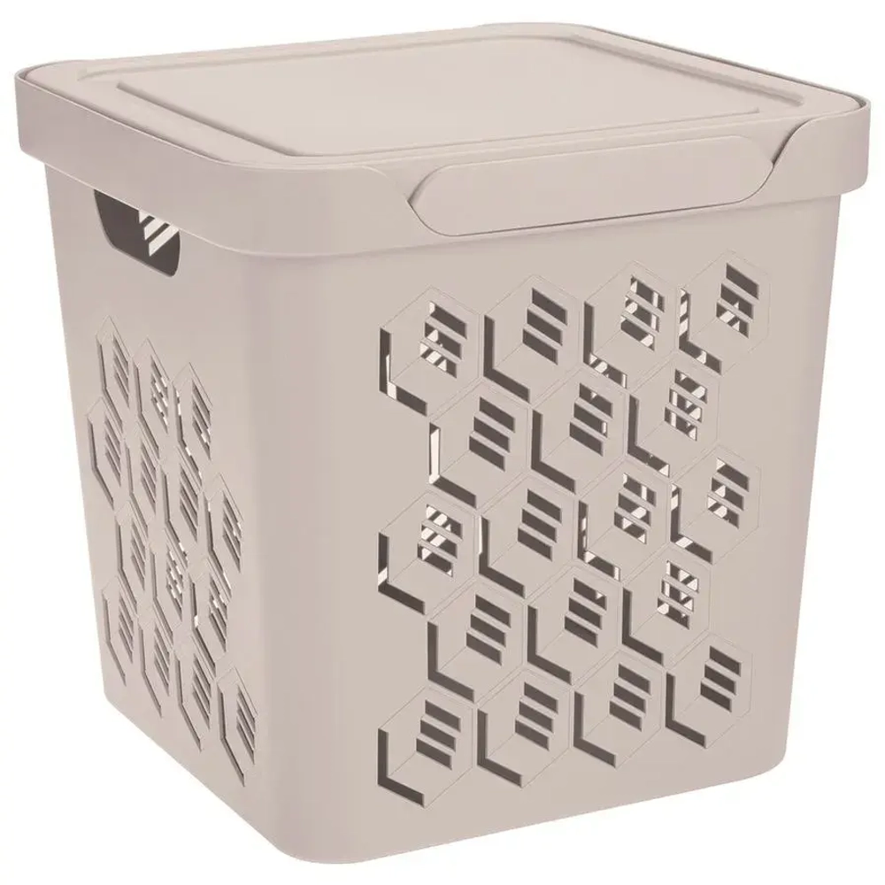 Ящик с крышкой универсальный deluxe, 286х286 мм, 18л (светло-бежевый)