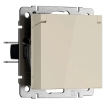 Розетка влагозащищенная с заземлением с крышкой и шторками IP44 (слоновая кость) W1171203