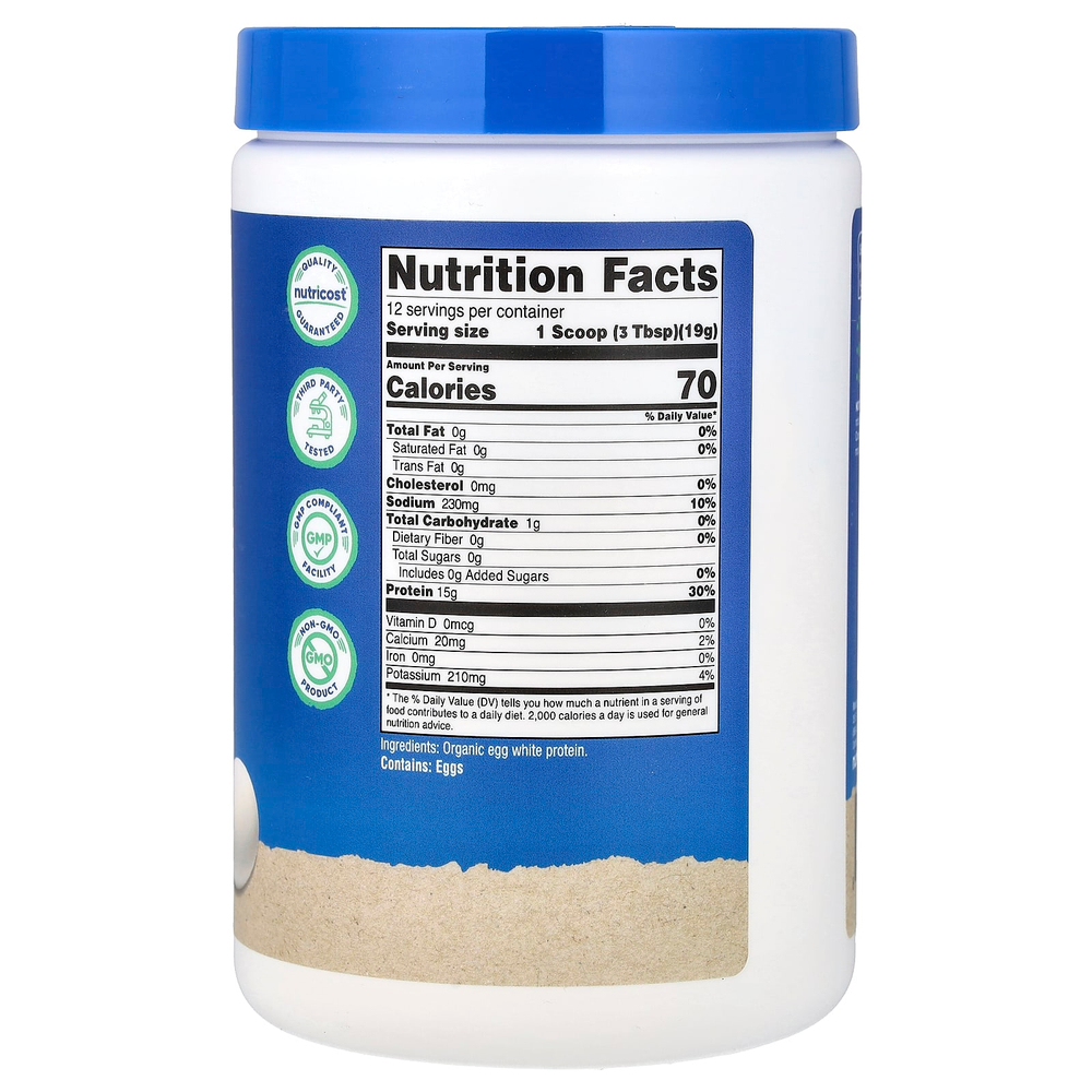 Nutricost, органический яичный протеин, без добавок, 227 г (8,1 унции)