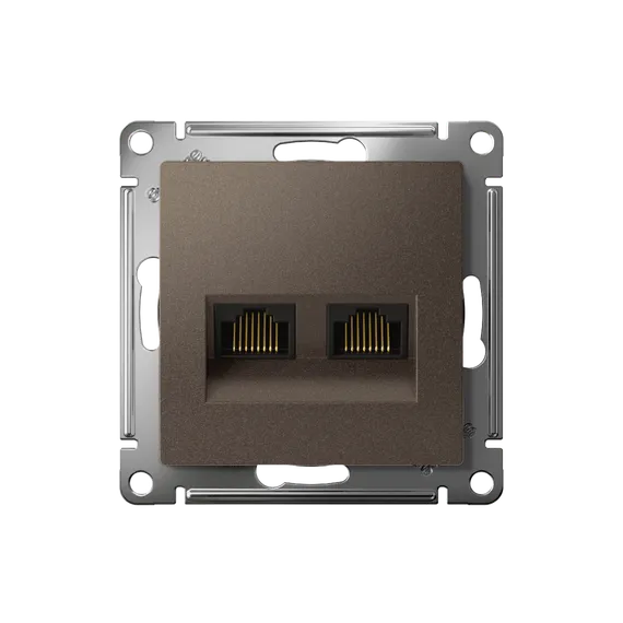 Розетка компьютерная 2-м AtlasDesign RJ45 кат.5E механизм мокко SE ATN000685