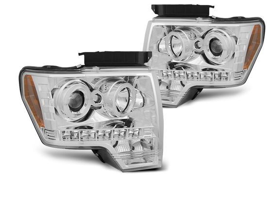 Передние фары Angel Eyes для Ford F150 XII (08-14) хромированные