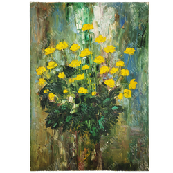 Натюрморт с желтыми лютиками. Масло. 1990-е гг.