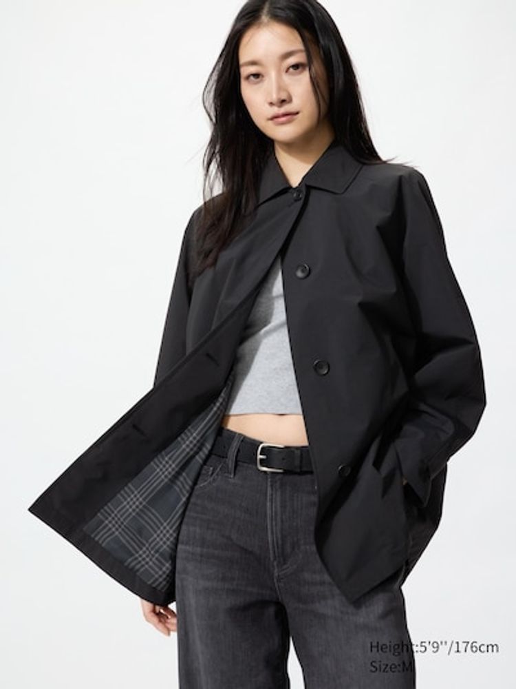 UNIQLO Короткий тренч, черный