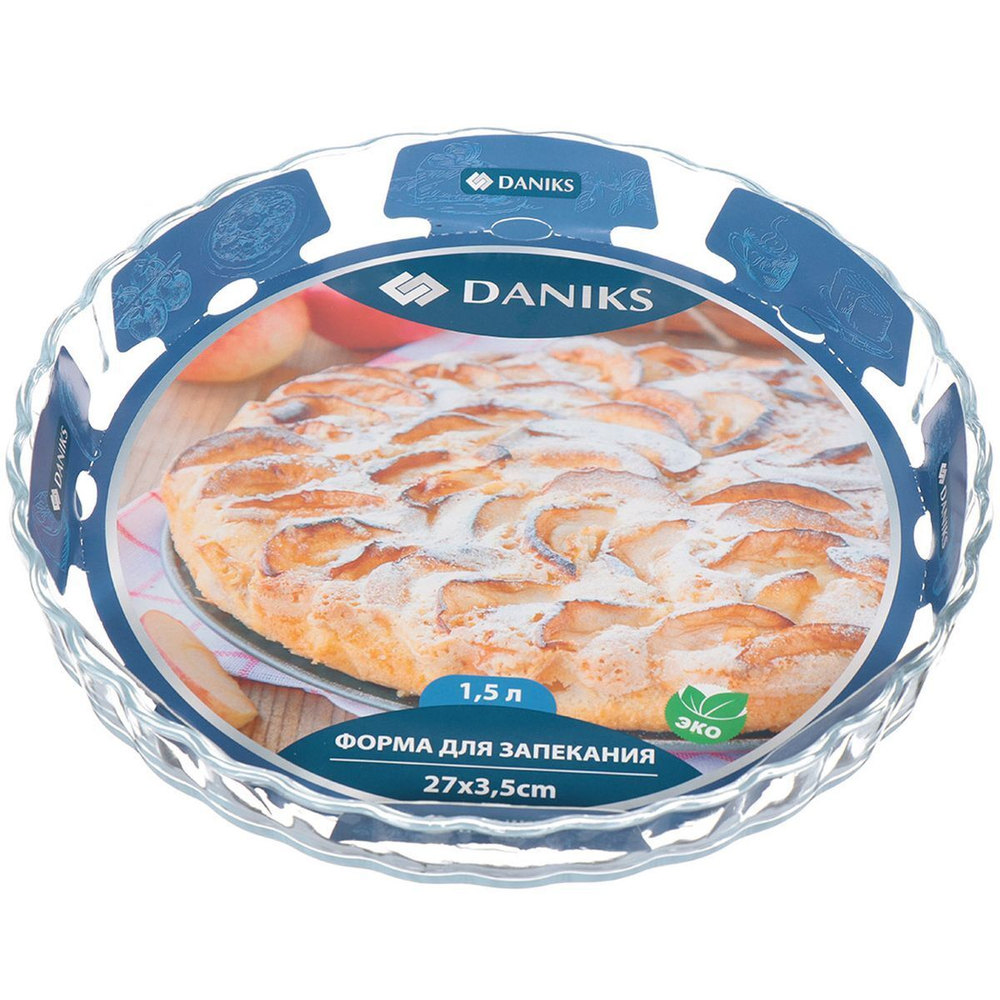 Форма для выпечки стекло, 27х27х3.5 см, 1.5 л, кругл, Daniks, HSAW15