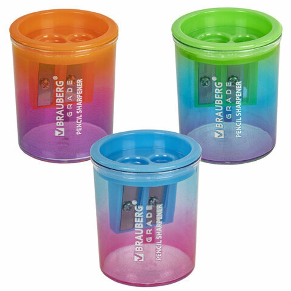 Точилка для классических и утолщенных карандашей BRAUBERG "Grade", НАБОР 3 штуки, 271999