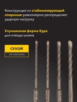 Бур по бетону для перфоратора SDS PLUS KRANZ 5-6-8-10х160 мм , 4 шт. в кейсе