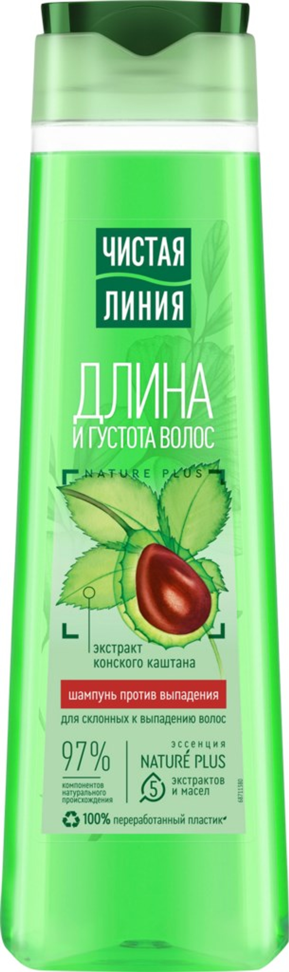 Чистая Линия 400мл. Шамп. против выпадения волос Конский каштан д/усталых,склон.к выпад.волос