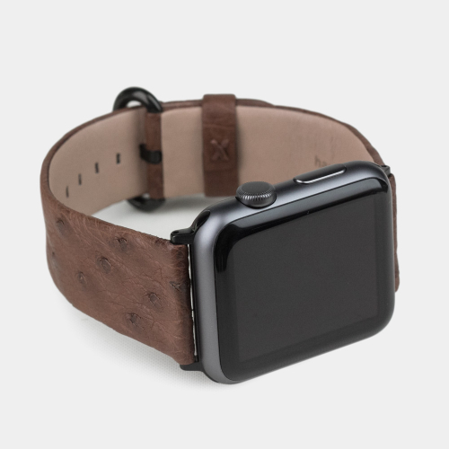 Ремешок для Apple Watch 44/45/46 mm из кожи страуса, коричневого цвета