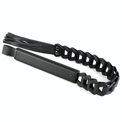 Черная кожаная плеть «Клеопатра» - 62 см. (Цвет: черный)