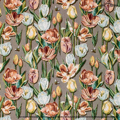 Гобелен "тюльпаны зеленый" | ш.160 см | 350 г/м² | полиэстер 51%/хлопок 49%