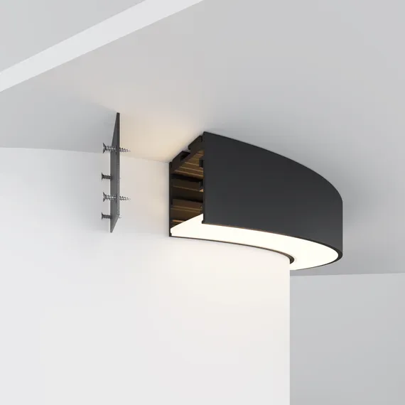 Радиусный профиль 35x35 D320мм 1/4 круга черный Led Strip alm-3535r-b-d-90°-0.3m