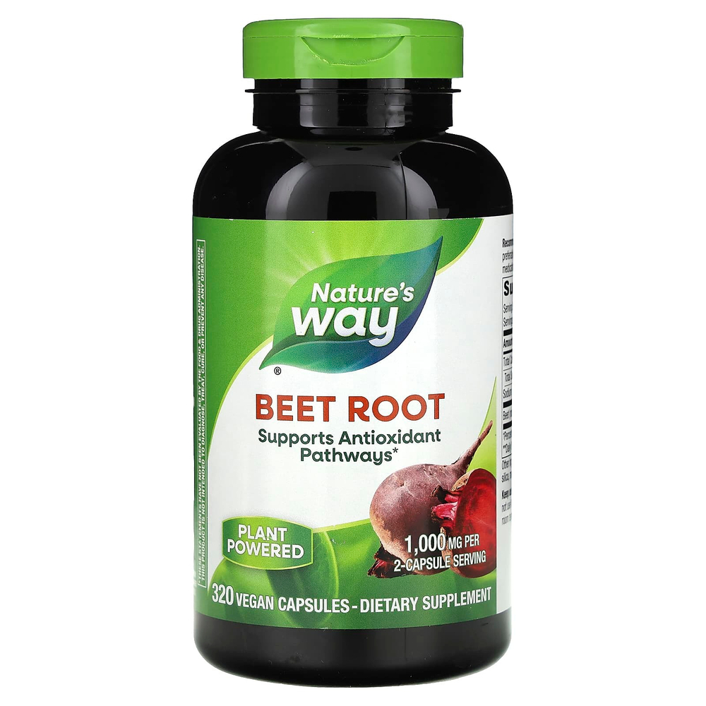Nature's Way, свекла, корнеплод свеклы, 320 веганских капсул (500 мг в 1 капсуле)