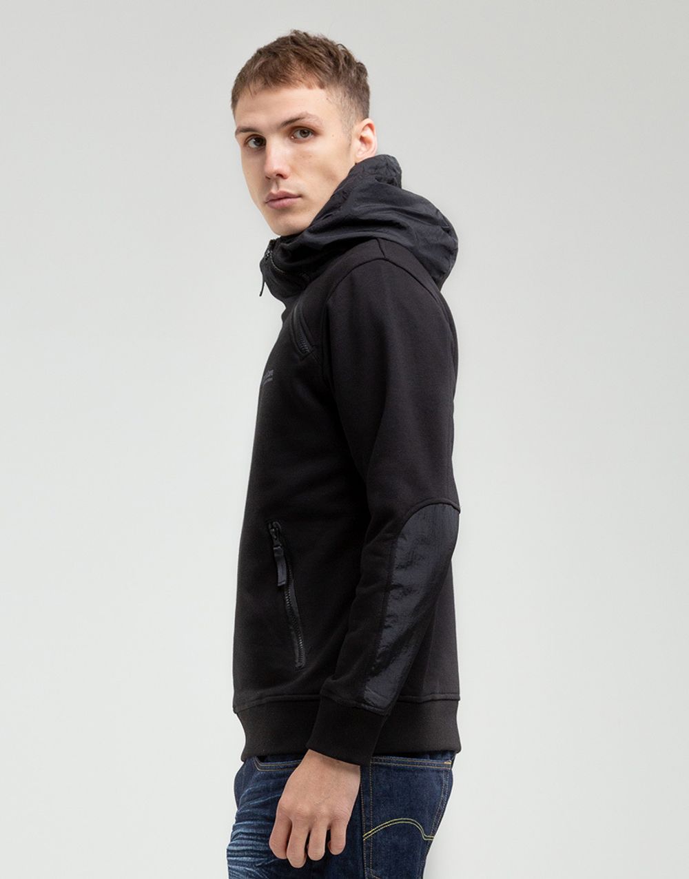 Худи We Don’t Care Diagonal Zip Hoodie Black