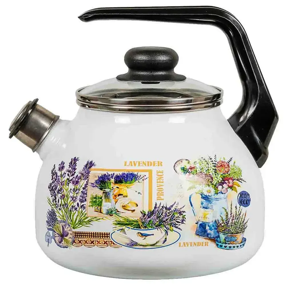 Чайник эмал 3,0л Горная лаванда 4с209я со свистком Чайник эмал 3,0л Горная лаванда 4с209я со свистком