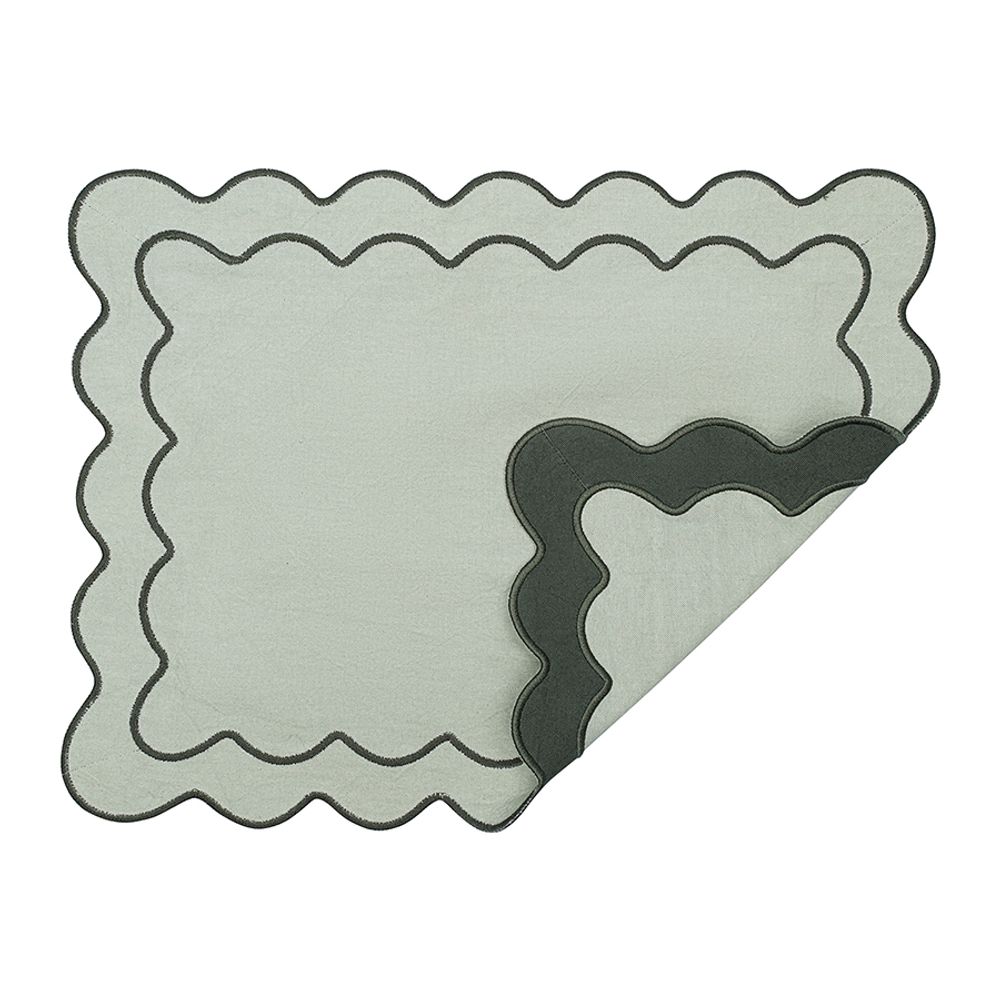 Салфетка под приборы с контрастным кантом зеленого цвета из коллекции Trendy Ruffles, 35х45 см