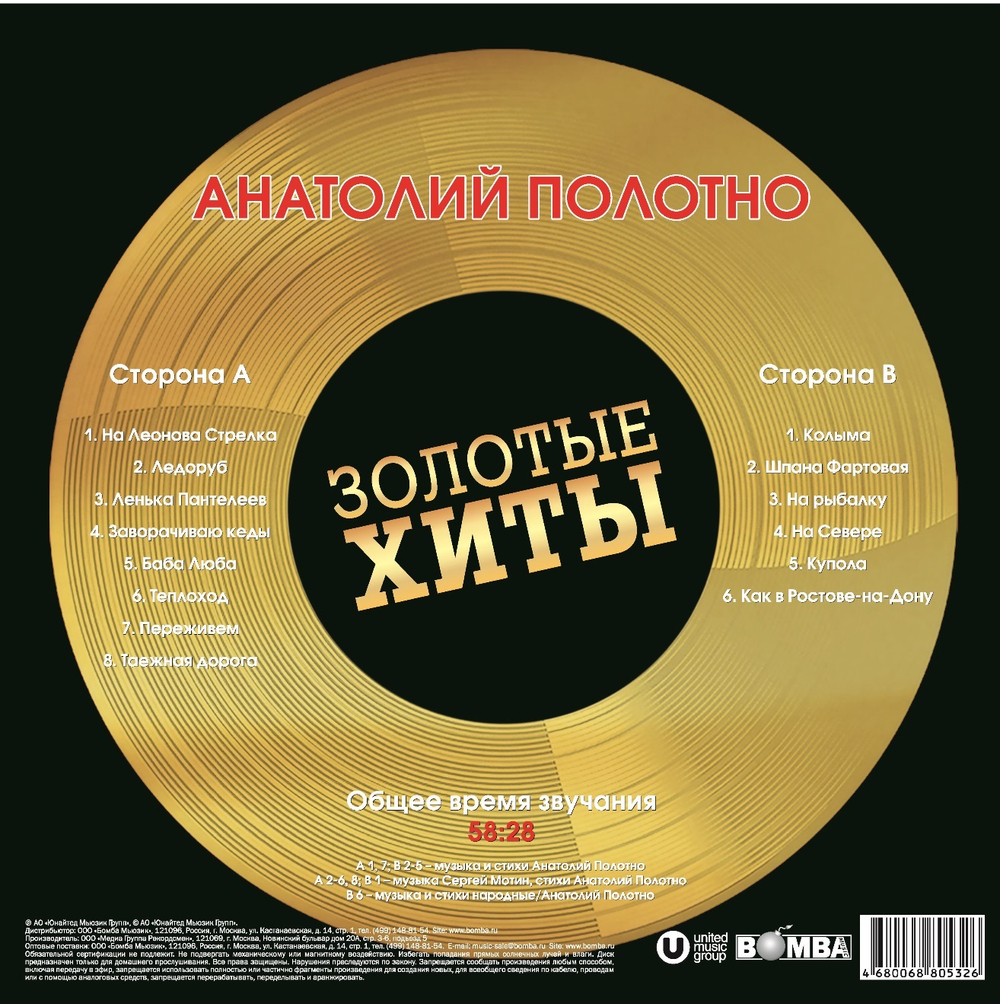 Анатолий Полотно / Золотые Хиты (Coloured Vinyl)(LP)