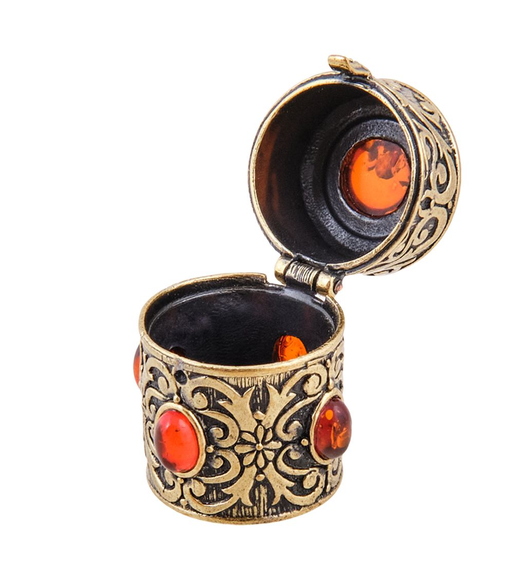 Народные промыслы AM-3786 Шкатулка для наперстков (латунь, янтарь)