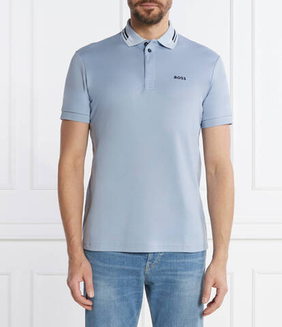 Поло PAUL CURVED BOSS GREEN - голубой(50469245)