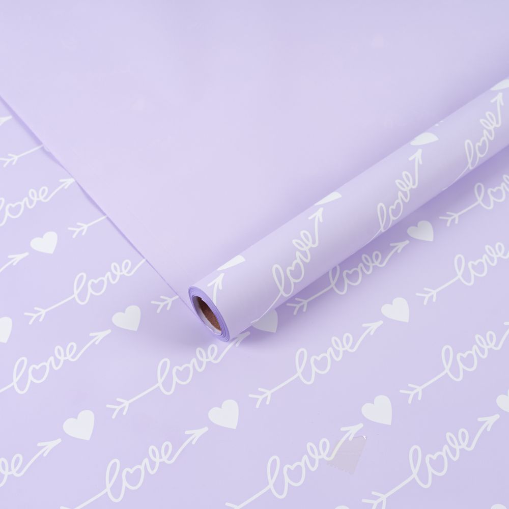 Пленка матовая &quot;Любовь-это...&quot; Сиреневая 57см*10м