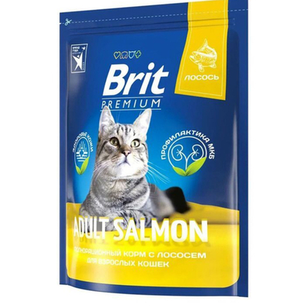 BRIT PREMIUM, Сухой корм с лососем для взрослых кошек "Cat Adult Salmon", 2кг, 5049615
