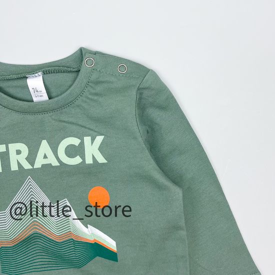 Лонгслив хлопковый, Серо-зеленый