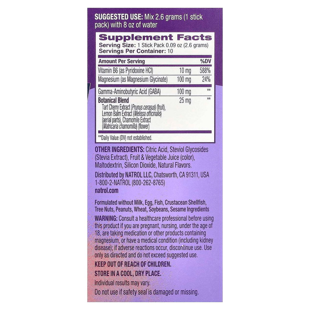 Natrol, Sleep & Restore, успокаивающая смесь для напитков, без мелатонина, вишня, 10 пакетиков по 2,6 г (0,09 унции)