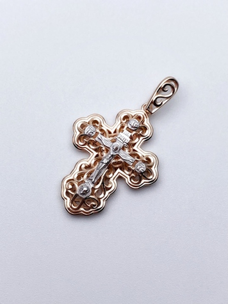 Крест из серебра/Позолота,Родий/С подвижным ухом