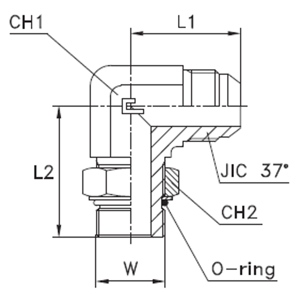 Штуцер FRA90 JIC 1.1/16 - UNF 1.1/16