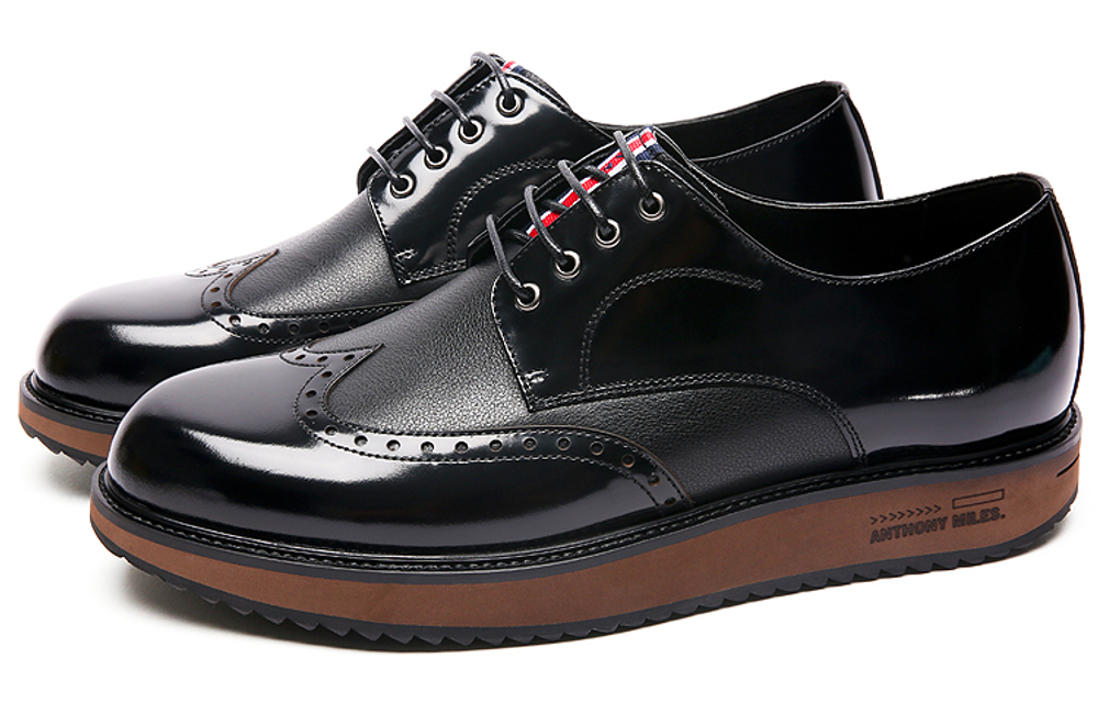 Anthony Miles Casual Leather Shoes Men"s Low top Black