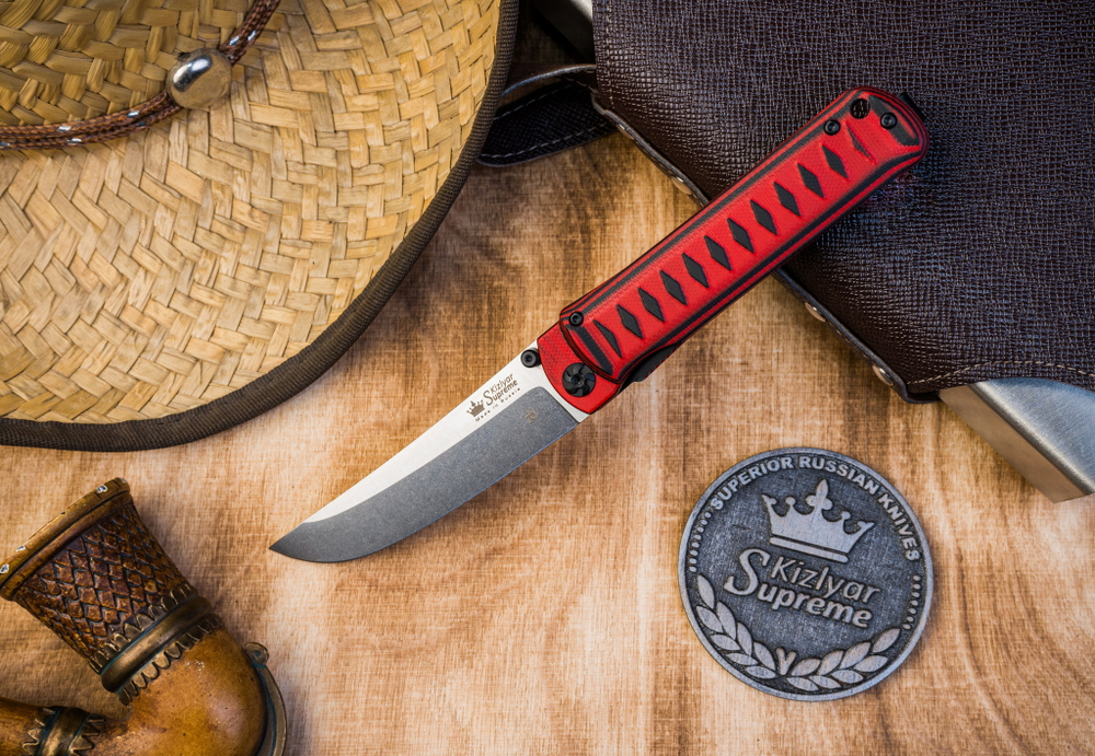 Складной нож Whisper CPM S35VN StoneWash Red, на подшипнике