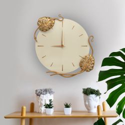 Часы настенные Monstera Deliciosa (Монстера) Колор Серый шелк Амбер