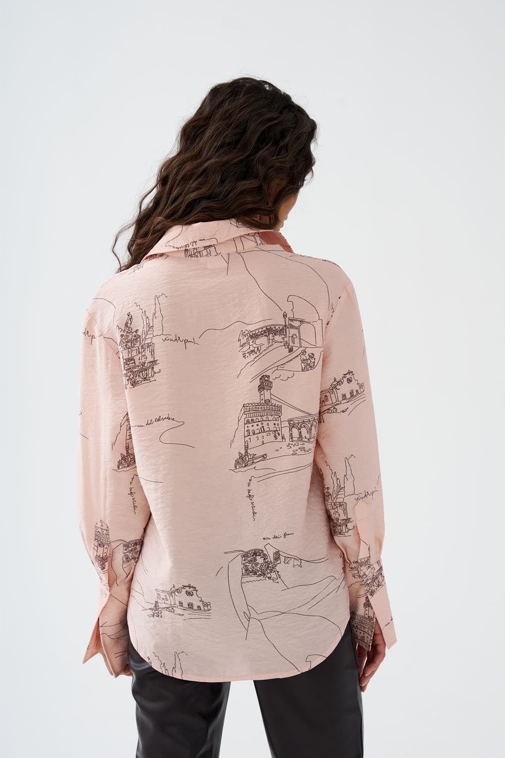 Рубашка из жатой вискозы пудрового цвета