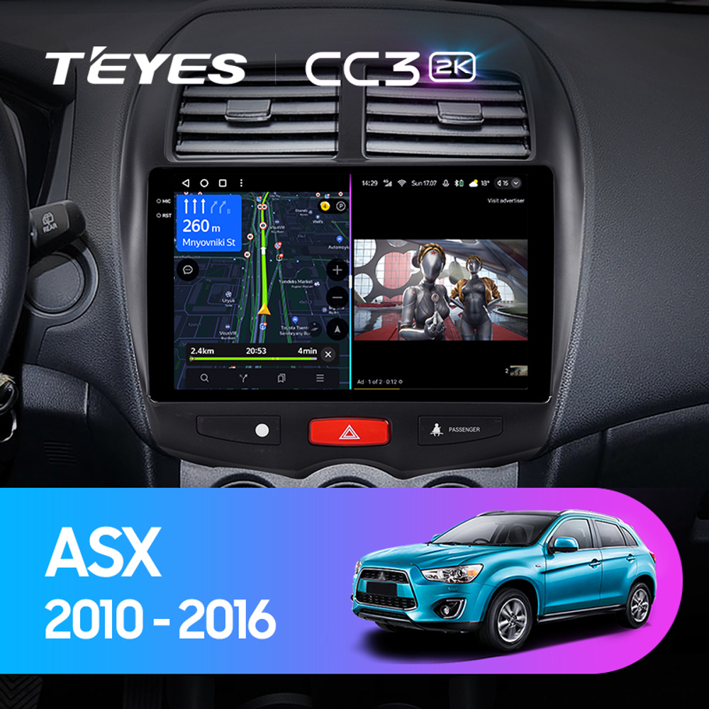 Teyes CC3 2K 10,2"для Mitsubishi ASX 2010-2016