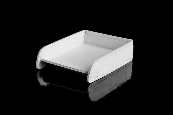 Лоток А6 горизонтальный БИЗНЕС из кожи цвет БЕЛЫЙ