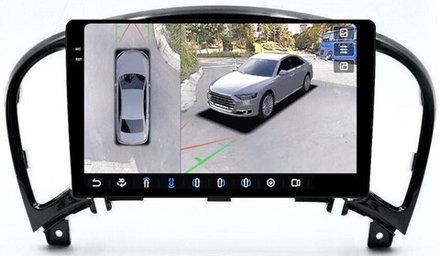 Магнитола для Nissan Juke 2011-2019 - FarCar BX749M-360 монитор 9.5" 2K QLED на Android 13, 6Гб+128Гб, CarPlay, 4G SIM-слот, 4 камеры в комплекте