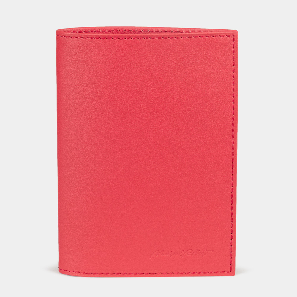 Обложка для паспорта из натуральной кожи теленка, красного цвета