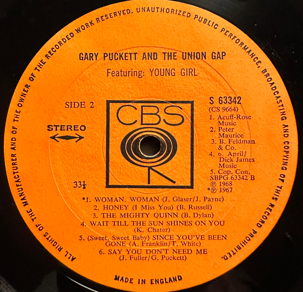 Gary Puckett And The Union Gap Featuring "Young Girl" (Англия 1968г.)