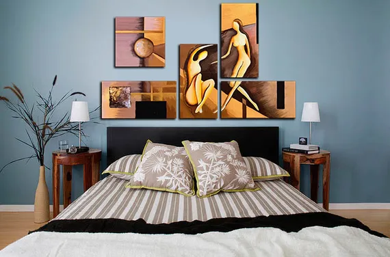 Модульная картина "Влюбленные силуэты"