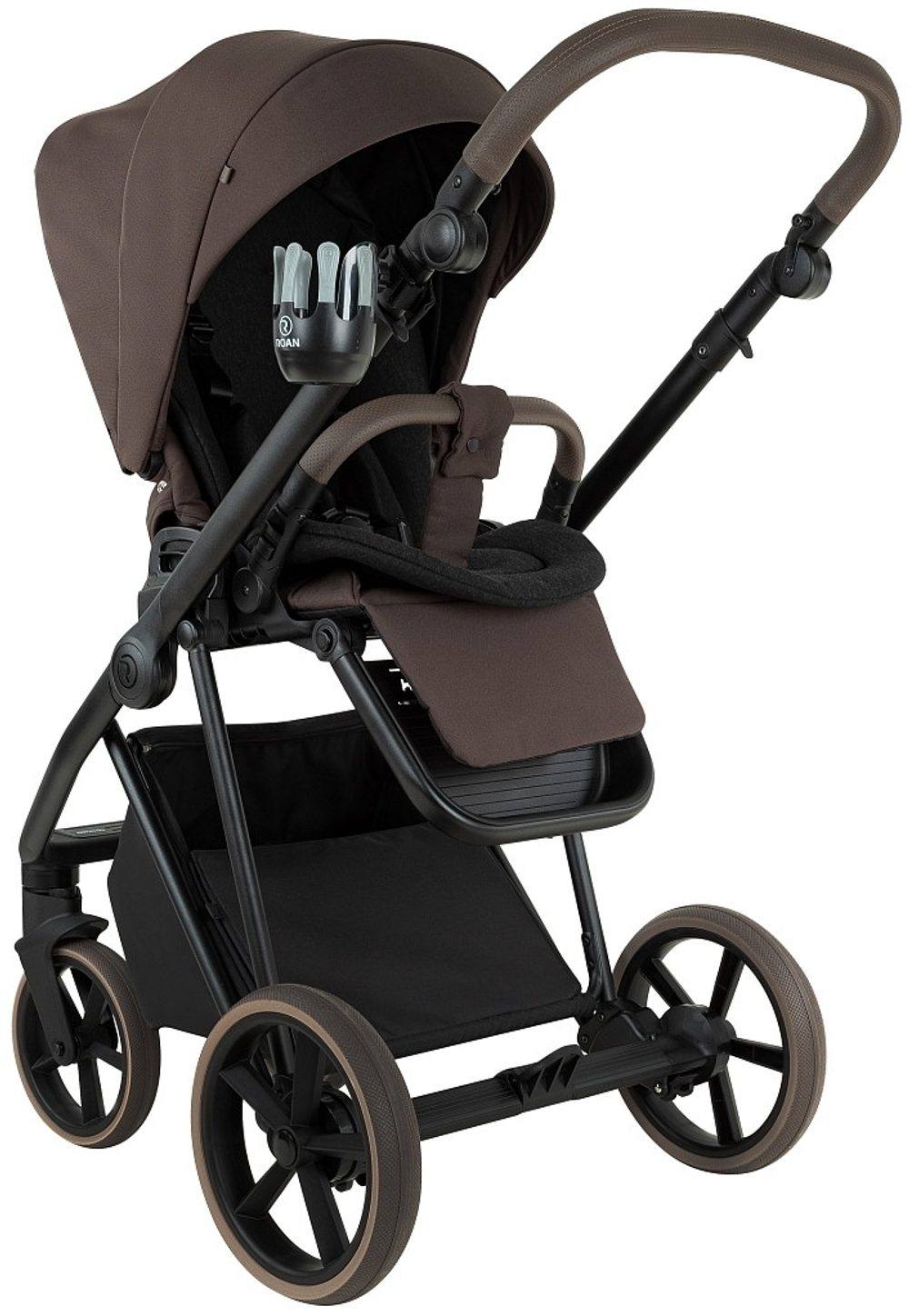 Детская коляска Roan Sol 2.0 3 в 1 с автокреслом Pituso Baesa Pro Black,Beige Canopy SLL/34/T Turkish Coffe/Black/руч.Cappuccino