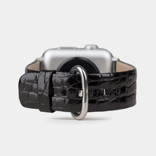 Ремешок для Apple Watch 40/41/42 mm из кожи аллигатора, цвета черный лак