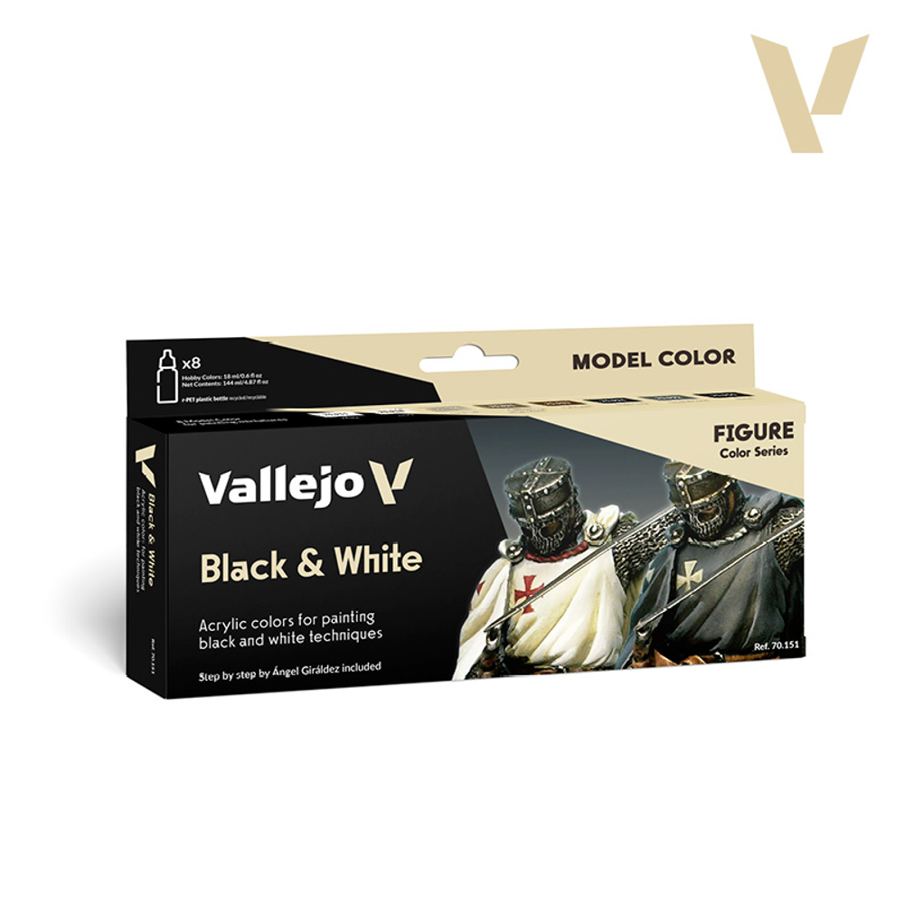 Vallejo Model Color Set: Black &amp; White (8)