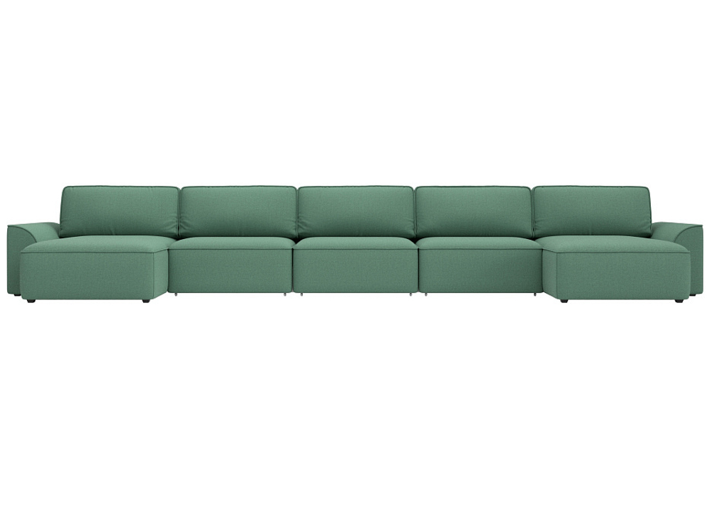 Диван П-образный Лига-048 НПБ МегаЛонг, Амур 11 зеленый, Рогожка, 128318