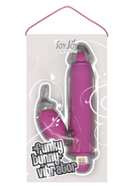 Лиловый вибратор FUNKY BUNNY со стимулятором клитора - 18,5 см.