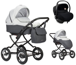 Детская коляска Indigo Charlotte Sity Classic 12 3 в 1 с автокреслом Avionaut Cosmo Cs05 т.серый+св.серый